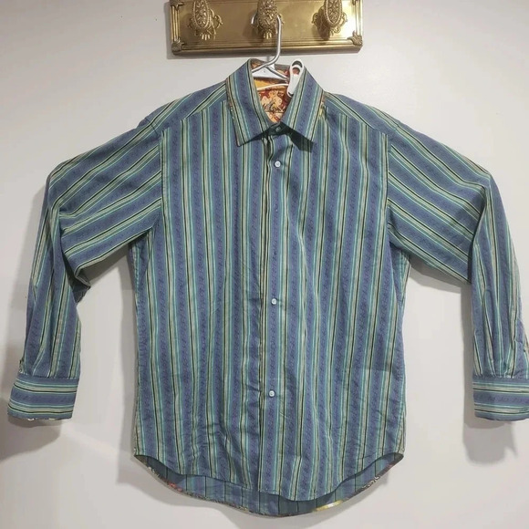 Robert Graham Mens Long Sleeve Button Down Multi-colored Striped Shirt, Size MM. - Picture 1 of 10